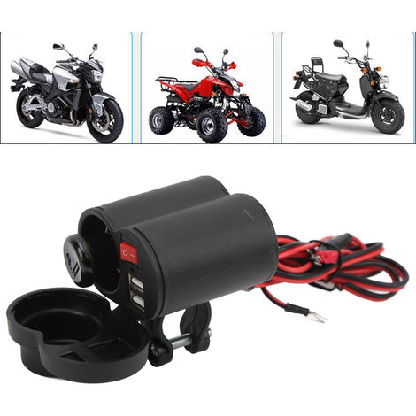 D74CS Prise Chargeur Double USB Moto 12V/24V Avec Support Tactile - Étanche LED