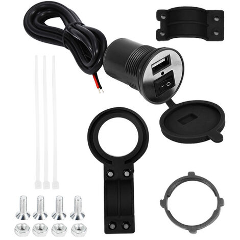 Jeffergarden Support de téléphone pour guidon de moto Chargeur USB étanche DC 12V avec interrupteur (Noir)