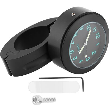 Jeffergarden Horloge de Moto précise, Montre de Guidon, Batterie intégrée Universelle en Alliage d'aluminium 22 / 25mm, Moto de vélo pour Guidon de 22mm (0.9in) / 25mm (1in)(Black) (1/5)