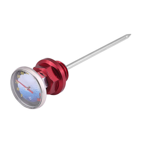 Jeffergarden Jauge d'Huile de Moto,  Jauge de Niveau d'Huile avec le Thermomètre pour Moto 125cc en Alliage d'Aluminium (Red) Autres instruments (1/5)
