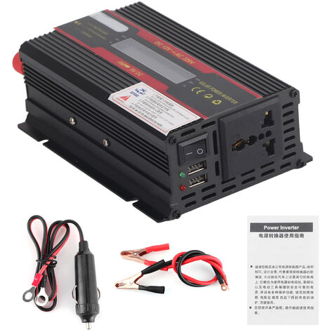 Jeffergarden Onduleur de voiture DC 12V à AC 220V 3000W puissance de crête affichage LCD convertisseur d'ondes sinusodales modifiées (1/5)