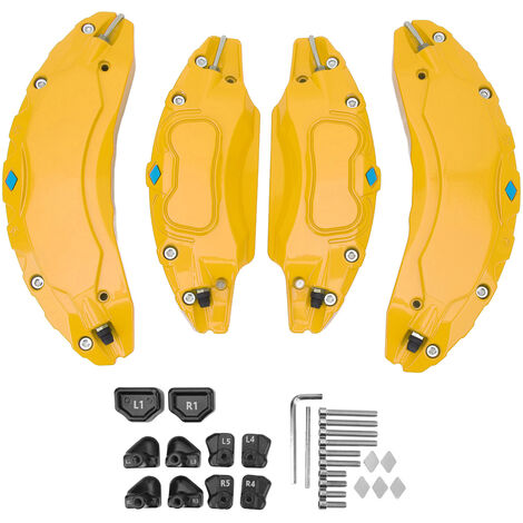 Jeffergarden 4 pièces couvercle d'étrier de voiture en alliage d'aluminium frein à disque étrier garde remplacement pour Tesla modèle 3 18in 19 dans roues moyeu jaune (1/5)