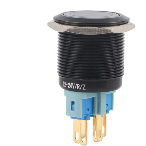 GARRYFIZH Interrupteur à bouton-poussoir étanche 22 mm 12 V-24 V à verrouillage automatique et LED blanche (1/5)