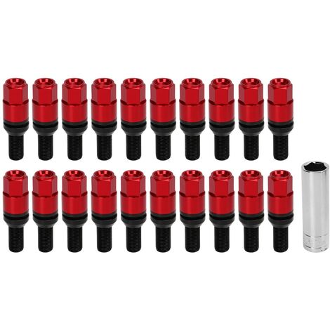 Jeffergarden 20 pièces M14x1.5 cne siège boulons de roue écrous de roue conique boulon de roue accessoires de voiture universels pour Auto rouge (1/5)