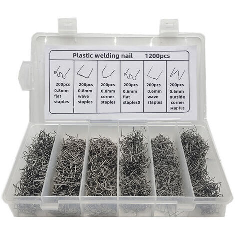 Jeffergarden 1200 pièces pare-chocs de voiture réparation en plastique clous de soudage boîte d'esprit agrafes chaudes adéquates fil de soudage réparation clous pour Auto (1/5)