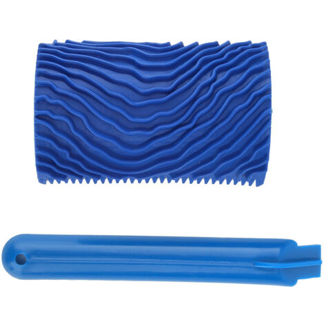 Jeffergarden Rouleau de peinture effet grain de bois en caoutchouc bleu avec poignée outil de décoration murale bricolage