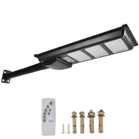GARRYFIZH Lampadaire solaire 200 W 126 LED avec télécommande, minuterie, étanche, détecteur de mouvement à induction de présence humaine, usage extérieur