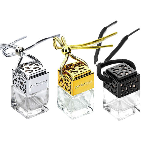 Jeffergarden 3 pièces voiture vide suspendus bouteille de parfum désodorisant diffuseur de parfum rechargeable bouteille en verre vide (1/5)
