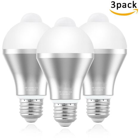Ampoule Détecteur Mouvement E27 9W 800LM Blanc Froid - Lot De 2 Ampoules LED PIR Auto On/Off