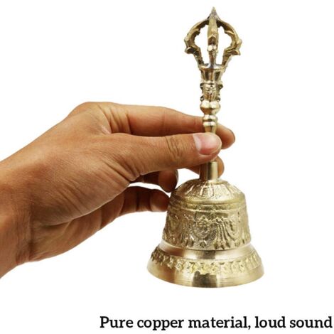 Jeffergarden Cloches de Prière Dorje Vajra Cloche de Méditation Bouddhiste Tibétaine Faite à la Main en Laiton Utilisation pour Le Mariage à la Maison du Temple