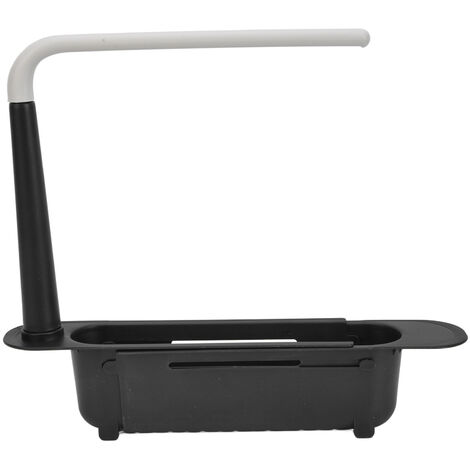 GARRYFIZH Étagère de rangement télescopique pour évier, longueur réglable, grande capacité, en polypropylène extensible, noire (1/5)