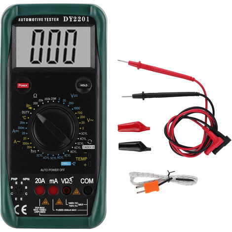 Jeffergarden Multimètre numérique, testeur de plage automatique pour automobile, mesure de résistance de courant de tension AC/DC 500 à 10 000 tr/min (1/5)