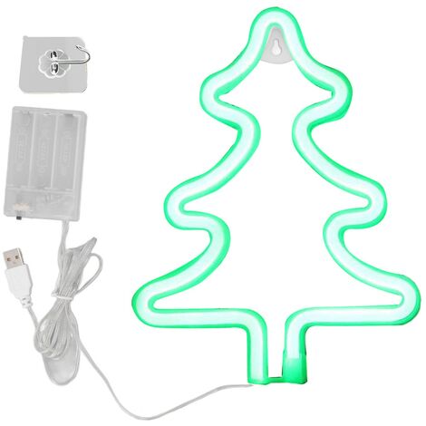 GARRYFIZH Enseigne lumineuse néon de Noël en forme de sapin, USB, décorative pour bureau ou mur (1/5)