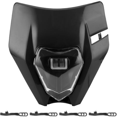 Jeffergarden Phare de moto universel feux de route/croisement LED phare 60W 6000K lampe de jour noir (1/5)