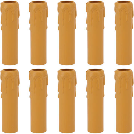 Jeffergarden 10 pièces 4 pouces bougie couvre manches Simulation Vintage cire goutte bougie douille couvre pour lustre jaune (1/5)