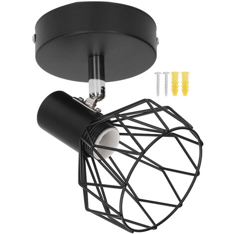 Jeffergarden Support d'applique murale avec cage en métal E14, support d'applique murale Vintage en métal de Style industriel, noir mat 85-265V (1/5)