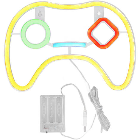 Jeffergarden Enseigne au néon LED en forme de contrleur de jeu, 11 pouces x 7,5 pouces, LED sre, batterie ABS en PVC, manette de jeu alimentée par USB, pour fête dans la chambre à coucher (1/5)