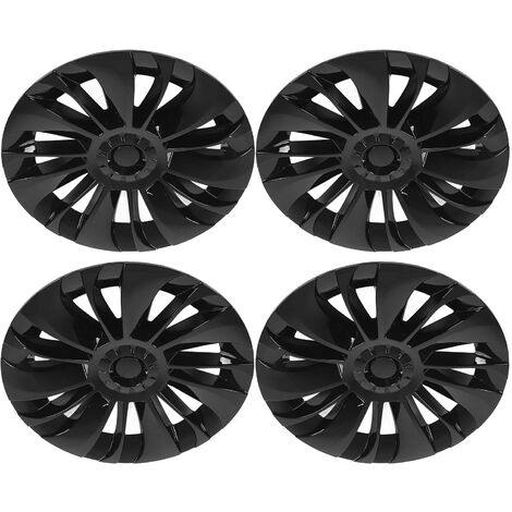 Jeu De 4 Enjoliveurs 19 Pouces Noir Mat – Capuchons Moyeu Complets Pour Tesla Model Y 2020-2023 – Protection Jantes & Style Sport