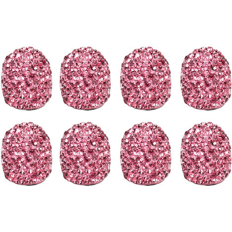 Jeffergarden Bouchon de tige de Valve de pneu de voiture, 8 pièces, strass scintillant fait à la main, attrayant universel pour Modification rose (1/5)