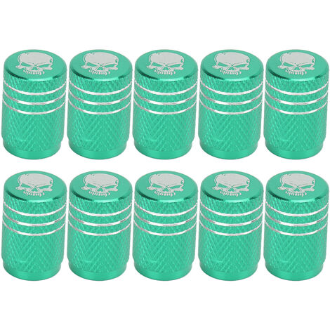 Jeffergarden 10 pièces motif tête de mort roue de voiture pneu valve bouchons universels pour voitures suv vélos camions motos vert (1/5)