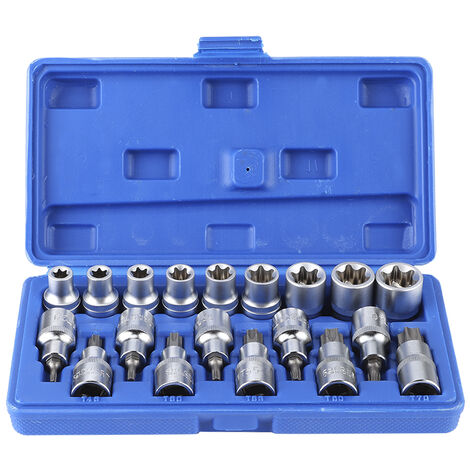 Jeffergarden Kit d'embouts à douille hexagonale étoile d'entranement 19 pièces/ensemble 1/2 pouces, outil de réparation de voiture mle femelle de Type E