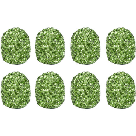 Jeffergarden Bouchon de tige de Valve de pneu de voiture, 8 pièces, strass scintillant fait à la main, attrayant universel pour Modification vert (1/5)