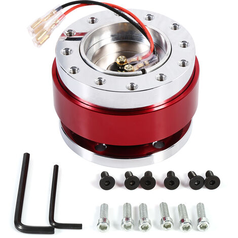 Jeffergarden Adaptateur universel de moyeu à dégagement rapide pour volant, boule de boulon à 6 trous, Kit de patron à clipser rouge (1/3)