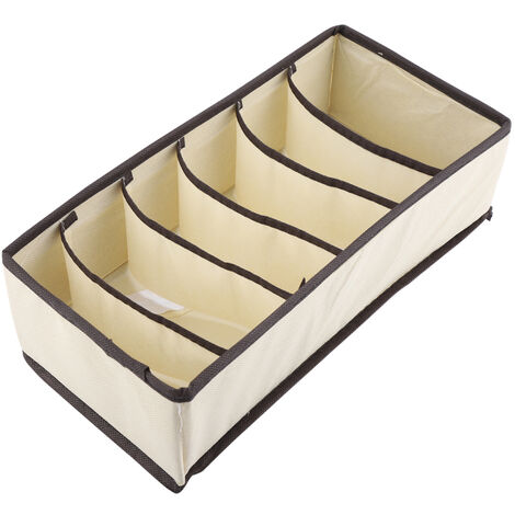 GARRYFIZH Boîte de rangement portable, pliable et résistante avec compartiments pour soutien-gorge, sous-vêtements et chaussettes (6 compartiments) (1/5)