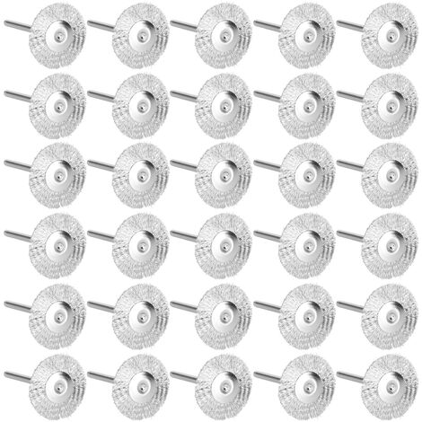 GARRYFIZH Lot de 30 mini brosses plates pour le polissage du bois, élimination de la rouille, de la corrosion et de la peinture, en fil d'acier (1/5)
