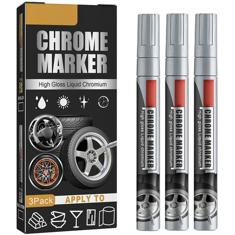 GARRYFIZH Stylo anti-rayures pour réparation automobile, 3 pièces, stylo de peinture, marqueur de chrome liquide à haute brillance, stylo marqueur chromé (1/5)