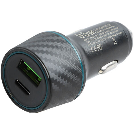 Jeffergarden Chargeur de voiture DC 12-24V 95W USB PD, double Port, charge rapide, Style Fiber de carbone, adaptateur de chargeur allume-cigare pour voiture et camion (1/5)