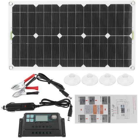 Batterie externe Avizar Chargeur Solaire Universel USB + USB-C 12W, Pliable et Étanche Noir