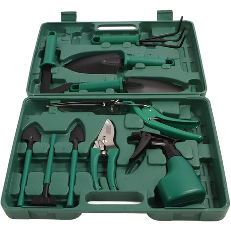 GARRYFIZH Kit de jardinage ergonomique de 10 outils avec poignée en métal et plastique résistants, livré avec un étui pour l'aménagement paysager extérieur. (1/5)