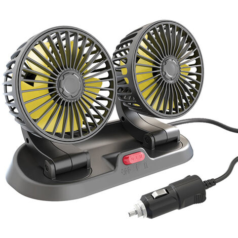 GARRYFIZH Ventilateur de voiture à double tête réglable avec connecteur allume-cigare, circulateur d'air multifonction pour véhicules 12 V (1/5)
