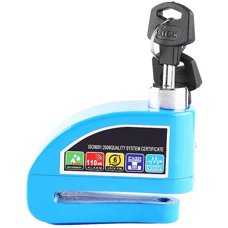 Jeffergarden Moto Scooter vélo antivol frein à disque serrure système d'alarme de sécurité bleu (1/5)