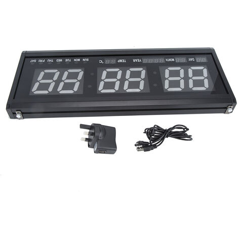 Jeffergarden Horloge murale LED vert numérique grande horloge murale LED Jumbo avec calendrier température (1/5)