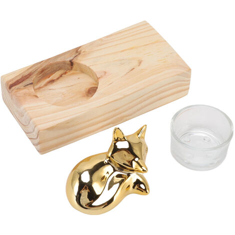 Jeffergarden Bougeoir décoratif nordique en bois, céramique et verre, ornement de fête pour la maison, chambre à coucher, cadeau (1/5)