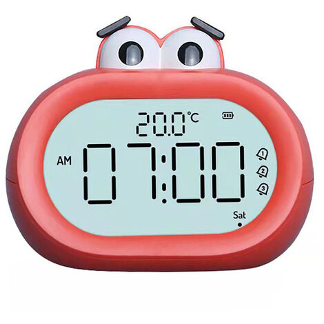 Jeffergarden Réveil pour enfants dessin animé mignon Intelligent à piles numérique LED horloge électronique avec veilleuse rouge (1/5)