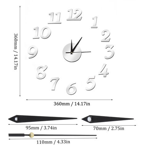 Nuovo orologio da parete luminoso orologio grande Horloge 3D adesivi specchio acrilico fai da te quarzo Duvar Saat Klock sveglia moderna muto