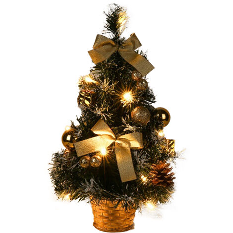 GARRYFIZH Mini sapin de Noël artificiel de bureau de 40 cm avec lumières LED, idéal pour une utilisation en journée. (1/5)
