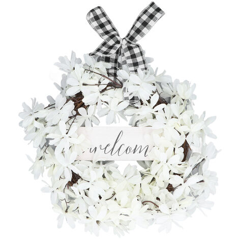 Jeffergarden Couronne d'imitation de cornouiller blanc, Simulation de couronne vibrante, décoration pour porte de maison (1/5)