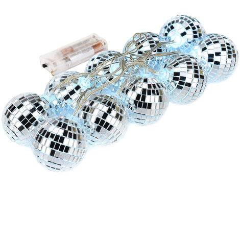 Jeffergarden Guirlande Lumineuse Boule Disco LED, Mini Boules Disco, Ornement d'arbre, Boules Disco à Piles pour Noël (x) (1/5)