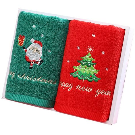 Jeffergarden Serviette de visage de nol rouge, 2 pièces, cadeau de nol, nouvel an, serviette de lavage des mains, serviette en tissu pour la maison, salle de bain (1/5)