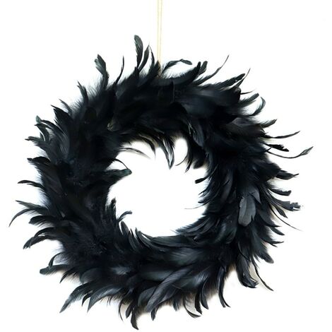 Jeffergarden Couronne de Plumes pour la Décoration de Fête d'halloween, Plumes Noires Uniques, Décoration Polyvalente de Haute qualité, Facile à Ranger (Z) (1/5)