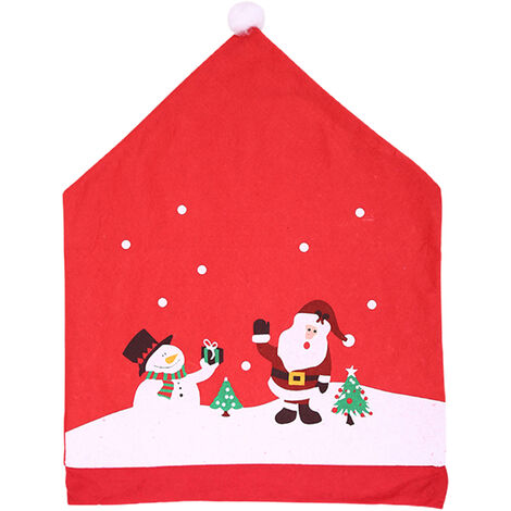 Jeffergarden Flocon de Neige Arbres de Noël Cerf Chapeau Rouge Housse de Siège pour Noël Fête Salle à Manger Cuisine Décorations de Vacances de Noël (V) (1/5)