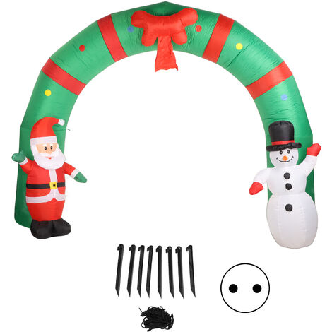 Jeffergarden Arc gonflable de noël éclairé par LED, avec père noël et bonhomme de neige, pour Patio extérieur, accessoires de décoration de jardin, prise ue, 220-240V (1/5)