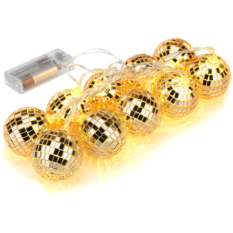 Jeffergarden Guirlande Lumineuse Boule Disco LED, Mini Boules Disco, Ornement d'arbre, Boules Disco à Piles pour Noël (g) (1/5)
