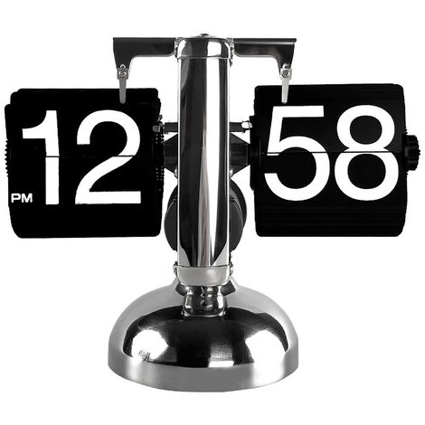 Jeffergarden Horloge numérique à bascule rétro minimaliste simple pied mécanique horloge à bascule automatique horloge de bureau pour la maison salon noir (1/5)