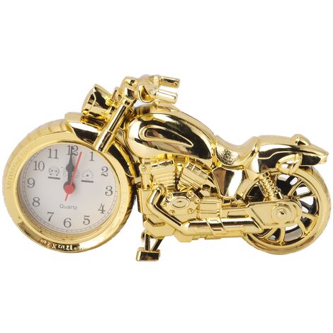 Jeffergarden Réveil de Moto Ingénieux Simulation Vintage Modèle de Moto Réveil pour Enfants Maison Voiture Bureau 168D Or, Couleur Unique (1/5)