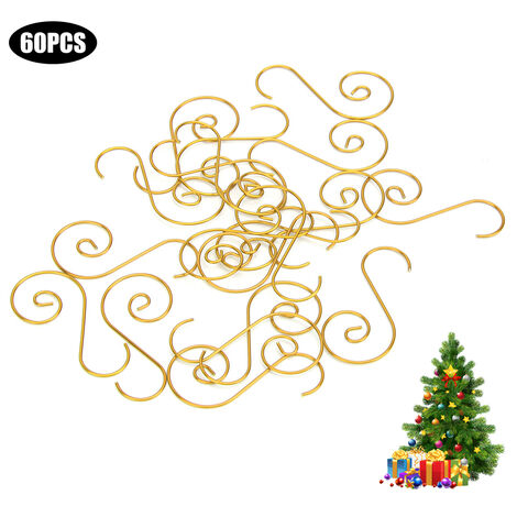 Jeffergarden Mini crochets métalliques polyvalents en forme de S, 60 pièces, support d'arbre de nol, décoration (or) (1/5)
